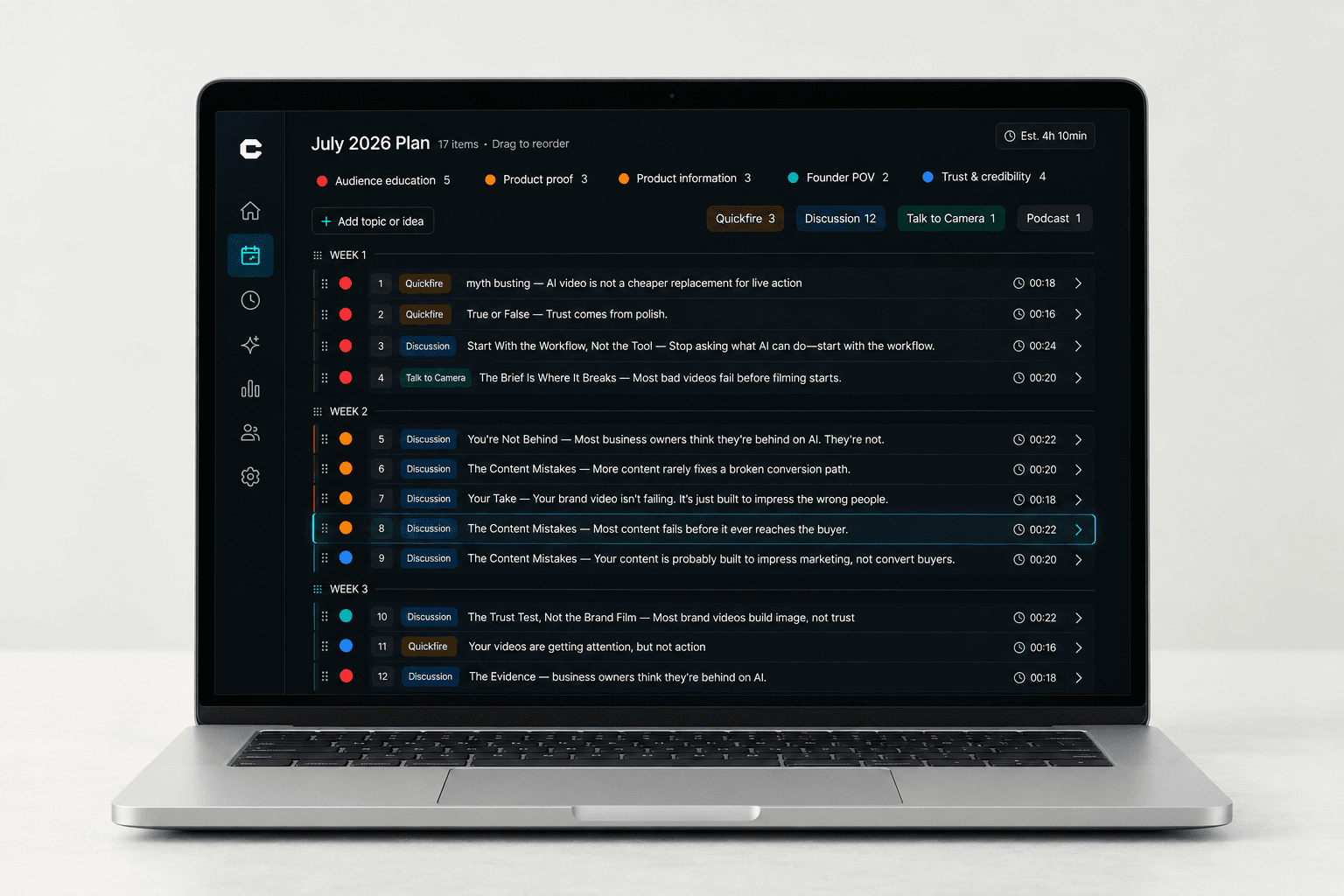Laptop mockup showing The Content Lab monthly content planner